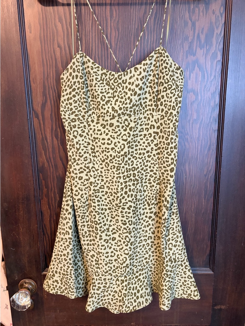 Zara Green Leopard-Print Mini Dress
